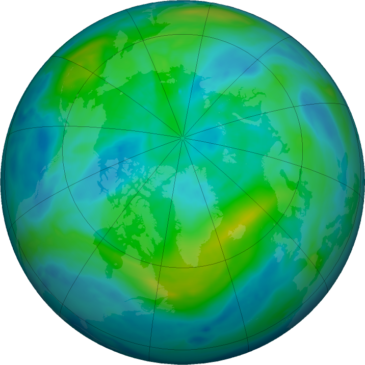Arctic ozone map for 08 October 2018